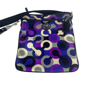 RARE Coach Alex Op Art Purple Multi-color “C” Crossbody Bag Swingpack Logo